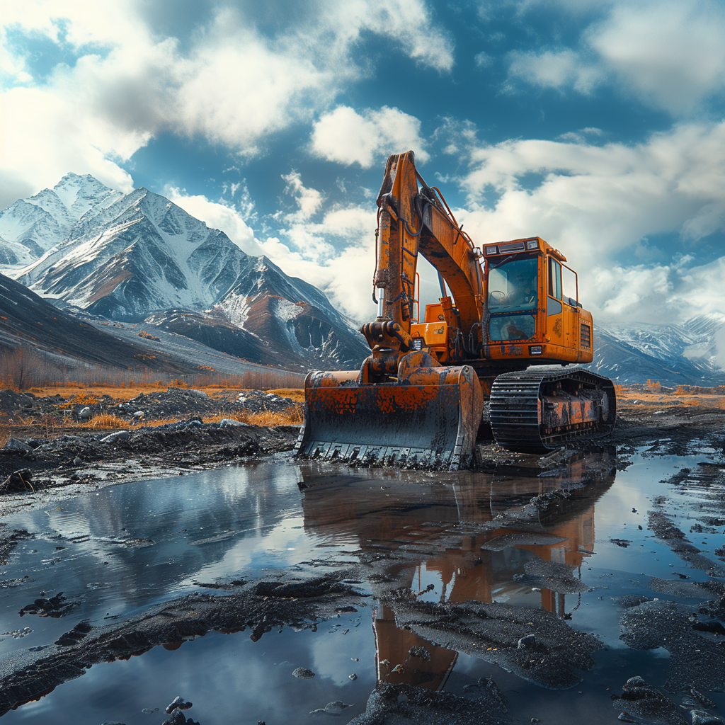 Backhow parked in the mountains after being financed