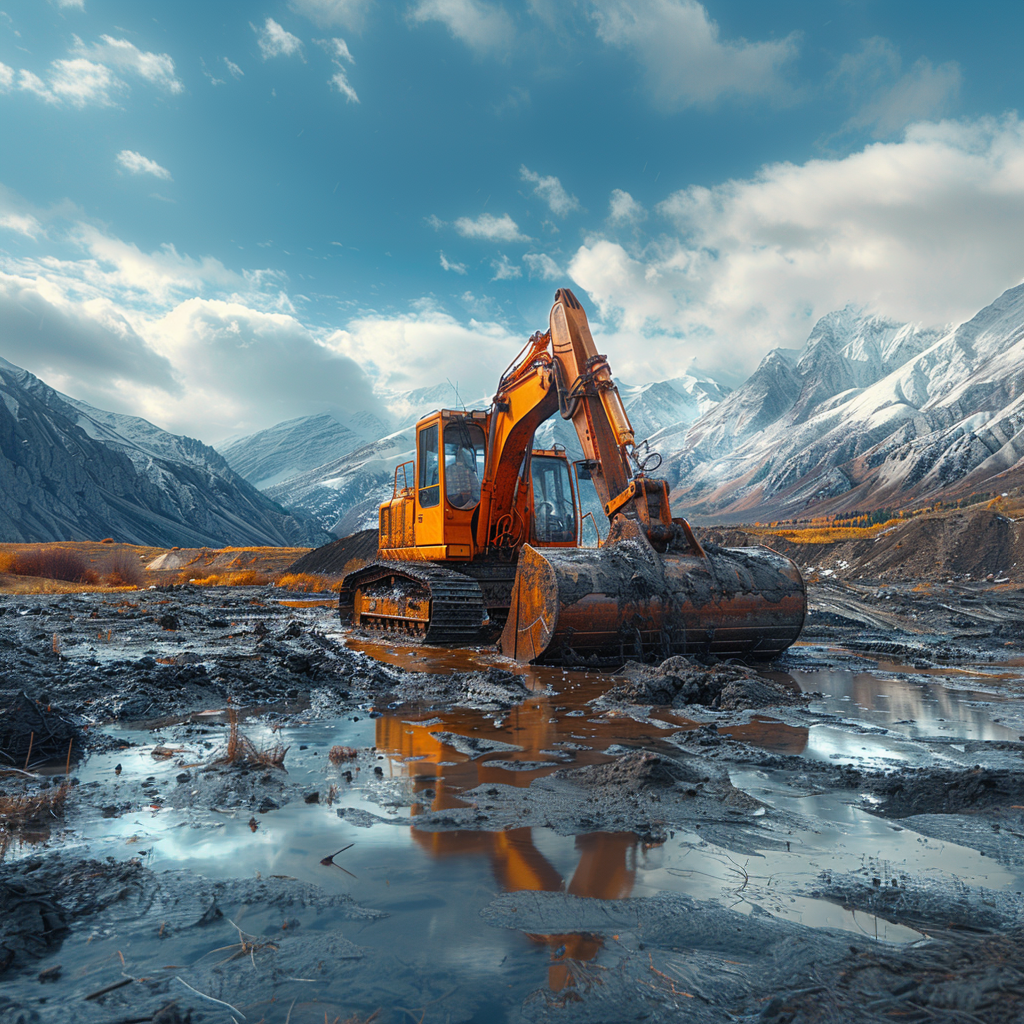 Backhoe financing parked in the mountains