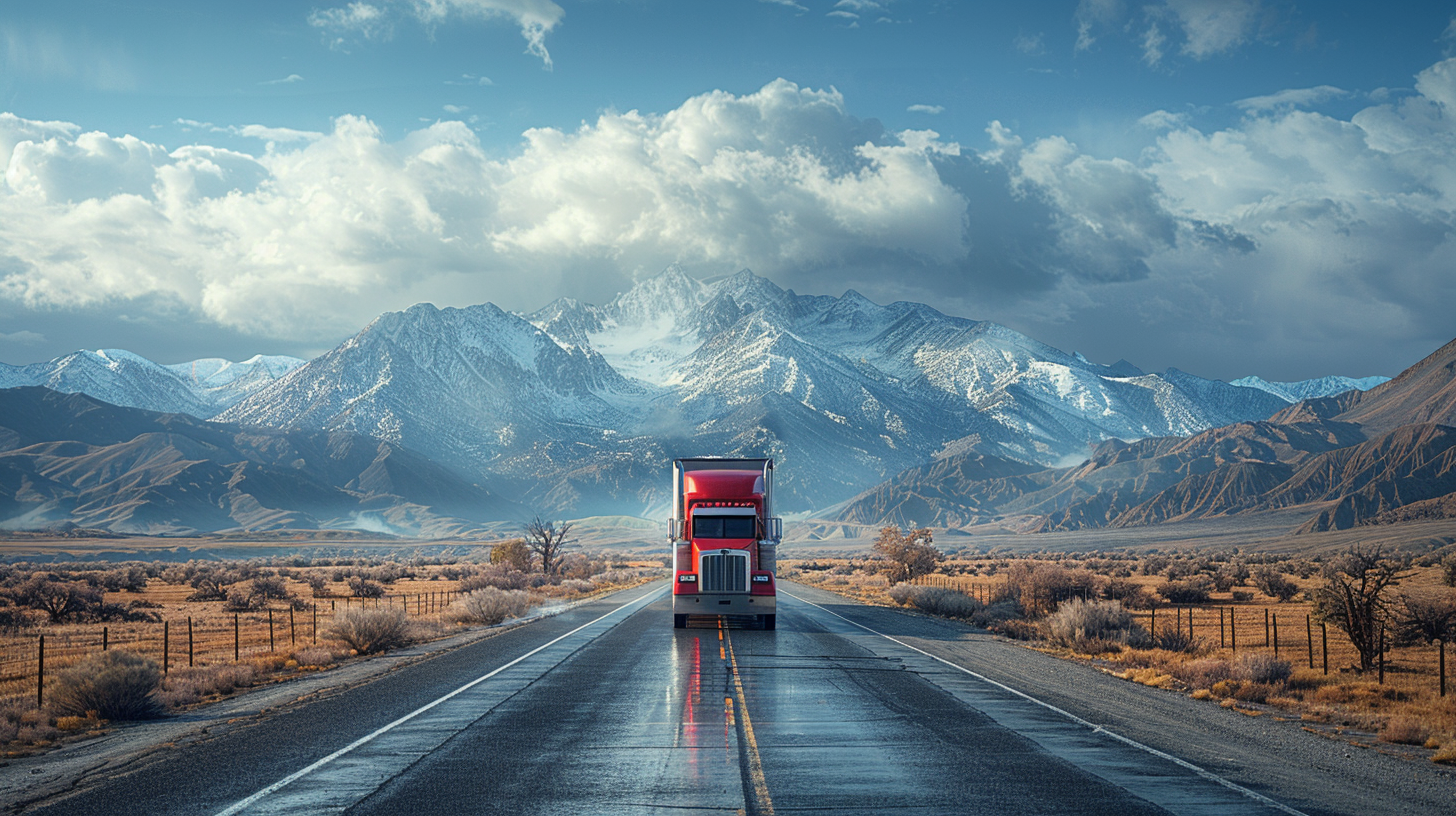 Semi Truck Driving In